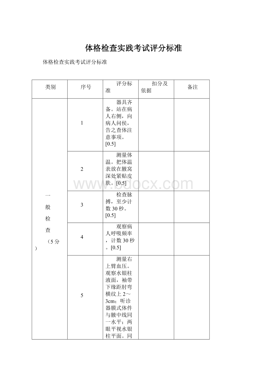 体格检查实践考试评分标准.docx_第1页