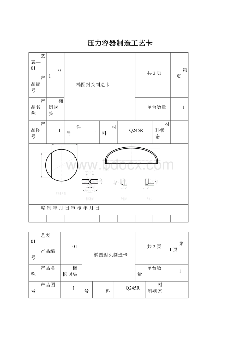 压力容器制造工艺卡.docx