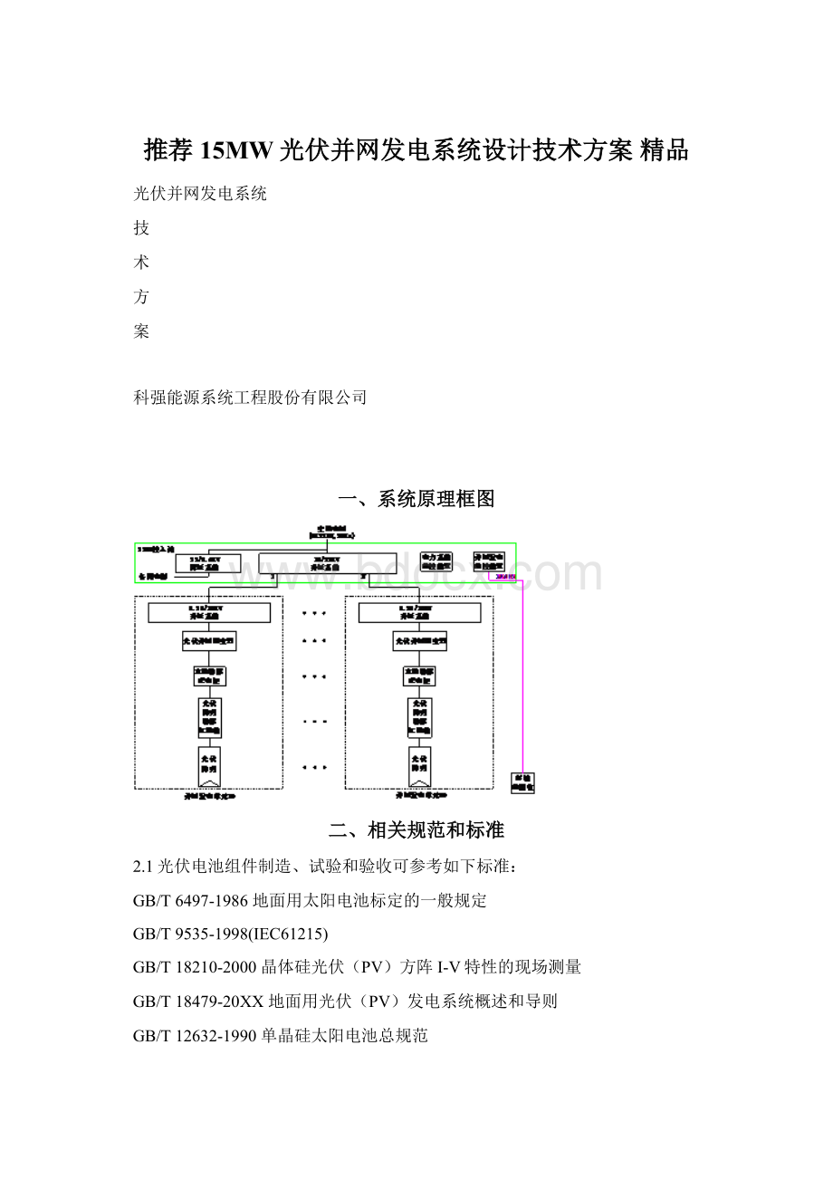 推荐15MW光伏并网发电系统设计技术方案 精品.docx_第1页