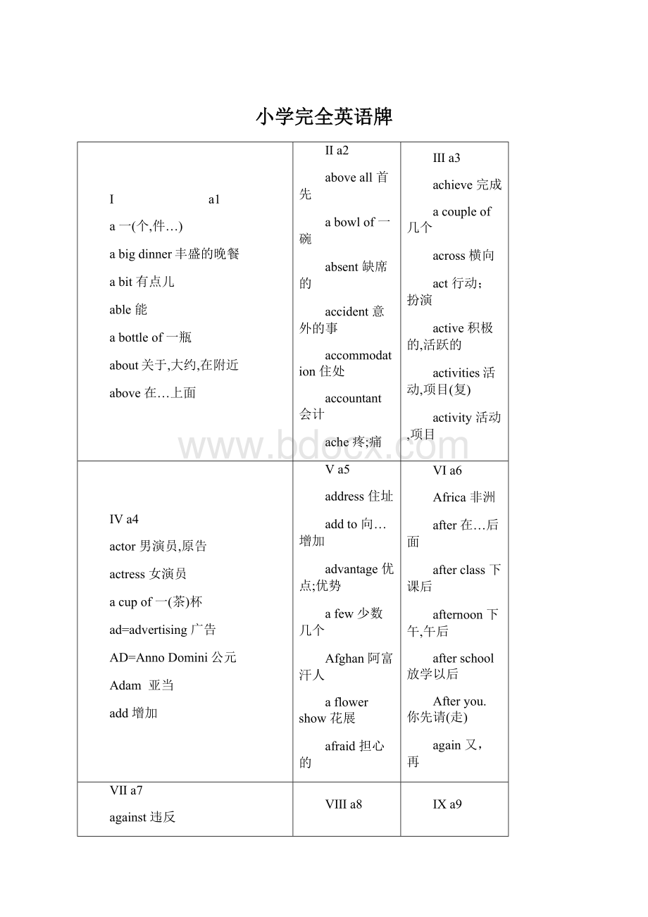 小学完全英语牌.docx_第1页