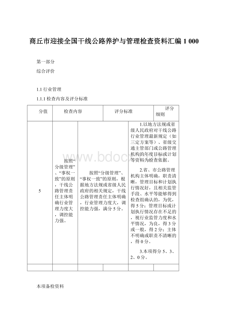 商丘市迎接全国干线公路养护与管理检查资料汇编1000.docx_第1页