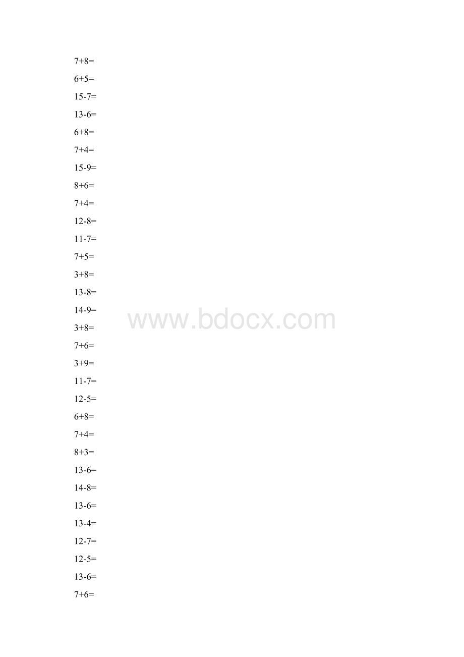 小学一年级20以内口算练习题Word文件下载.docx_第3页