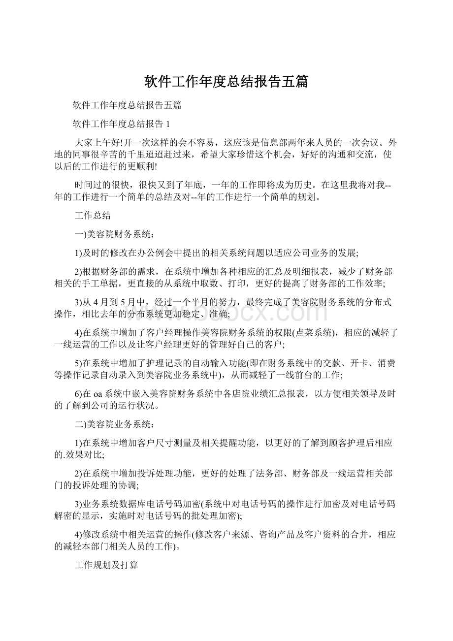 软件工作年度总结报告五篇.docx