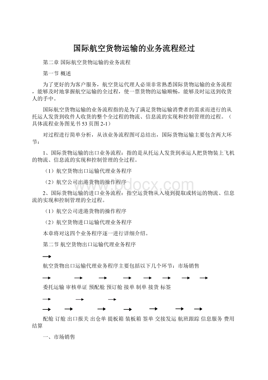 国际航空货物运输的业务流程经过.docx