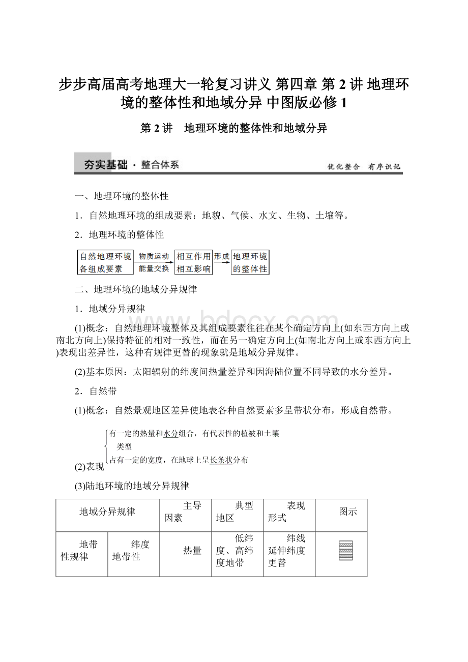 步步高届高考地理大一轮复习讲义 第四章 第2讲 地理环境的整体性和地域分异 中图版必修1.docx_第1页