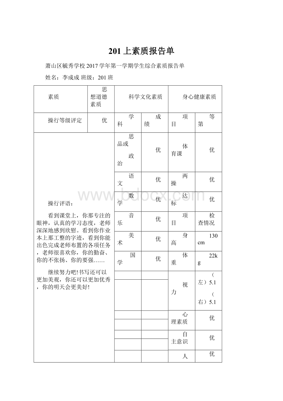 201上素质报告单.docx_第1页