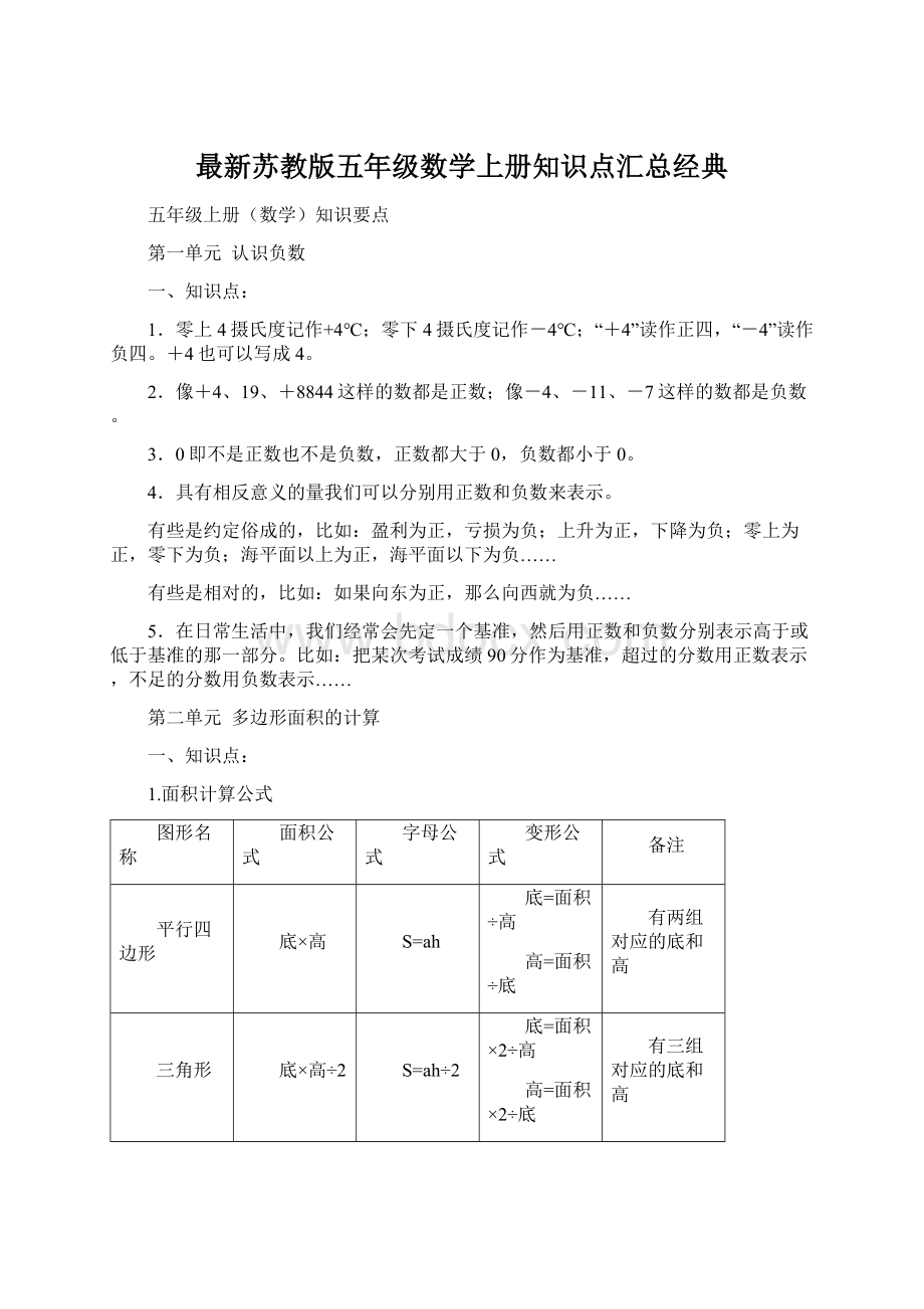 最新苏教版五年级数学上册知识点汇总经典.docx_第1页