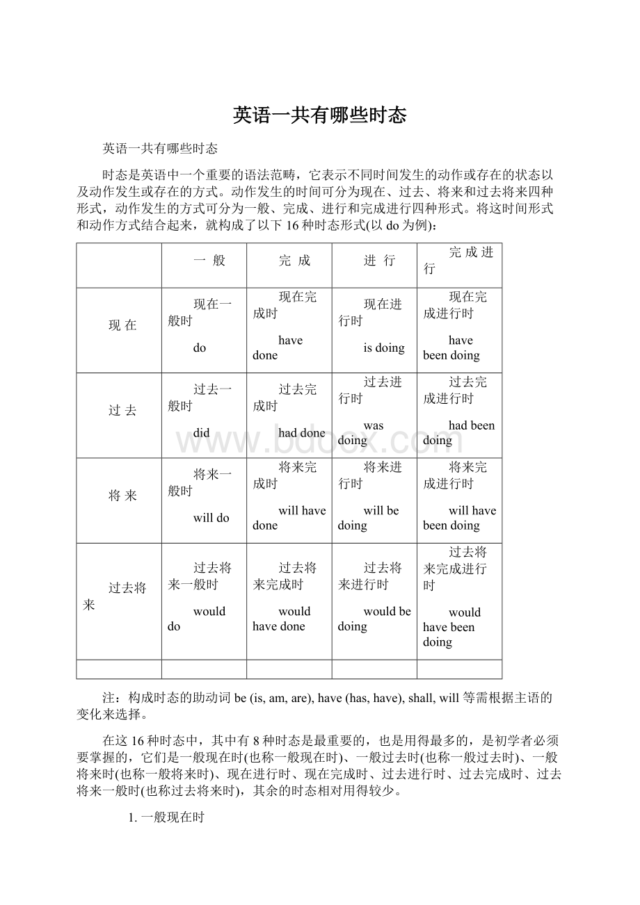 英语一共有哪些时态.docx_第1页