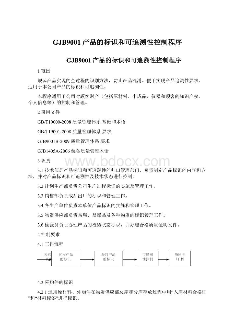 GJB9001产品的标识和可追溯性控制程序.docx