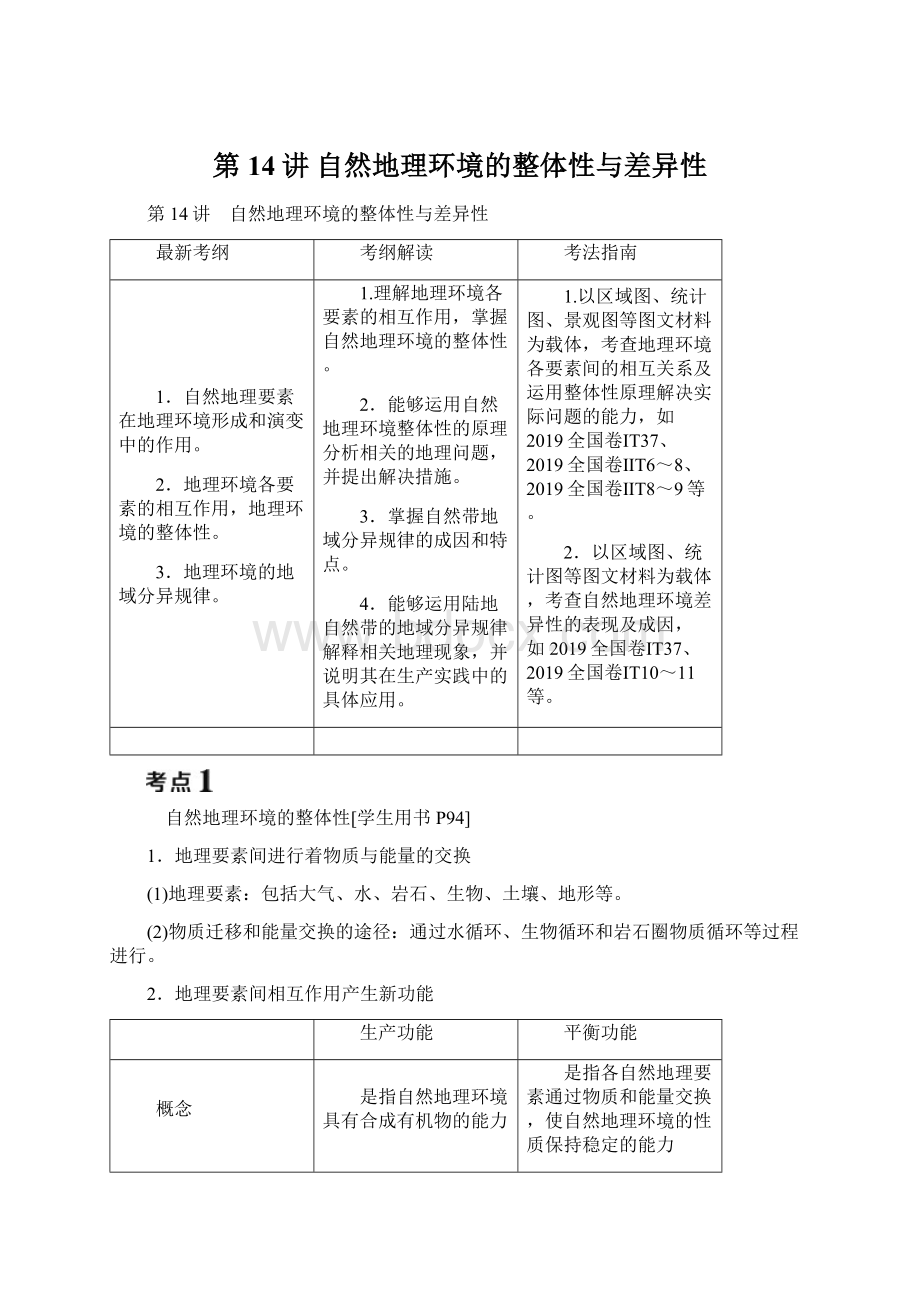 第14讲 自然地理环境的整体性与差异性.docx