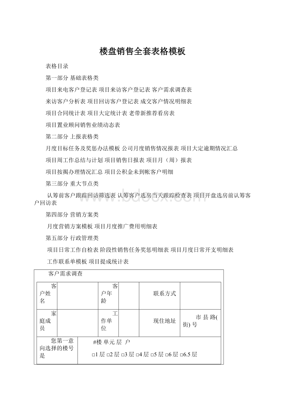 楼盘销售全套表格模板Word格式文档下载.docx