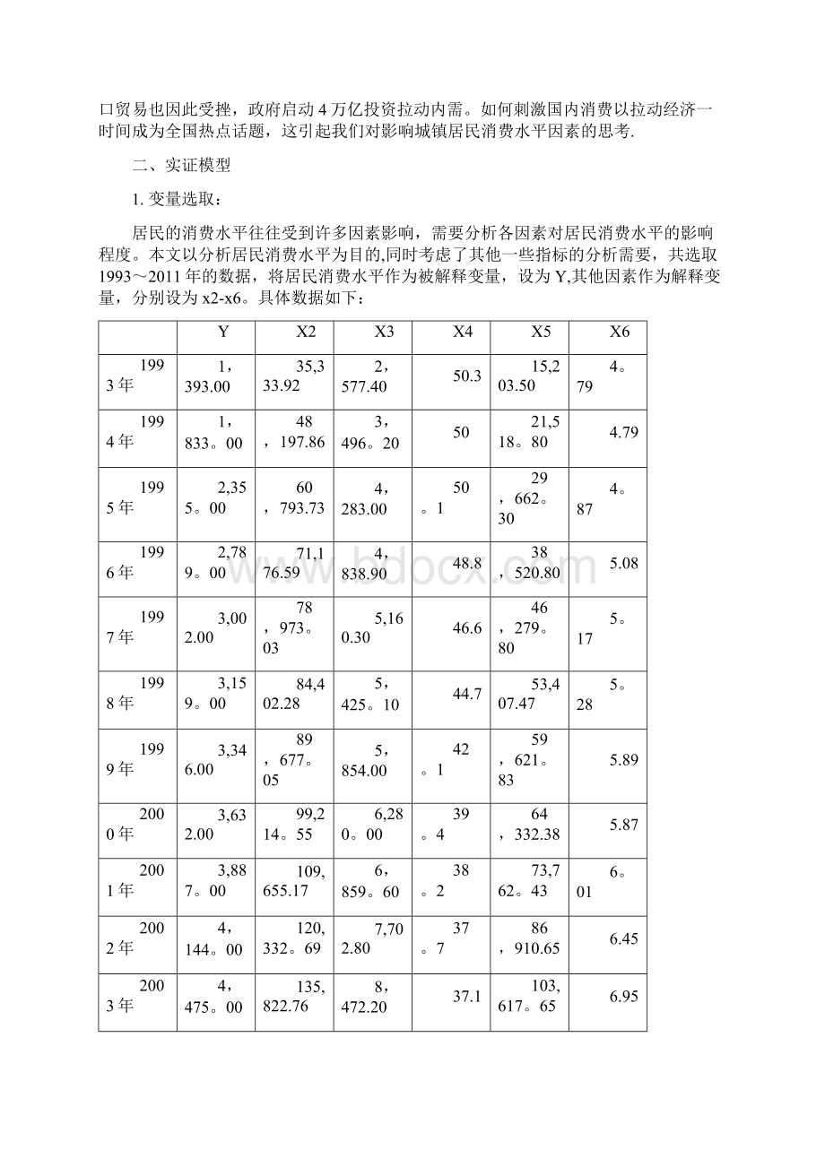 计量经济学论文居民消费水平影响因素的计量分析.docx_第3页