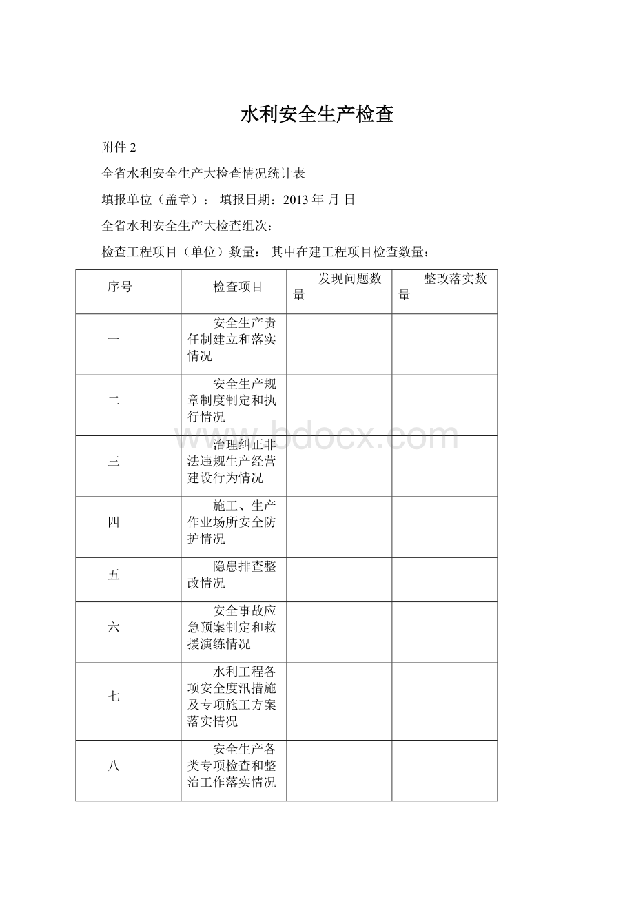 水利安全生产检查.docx