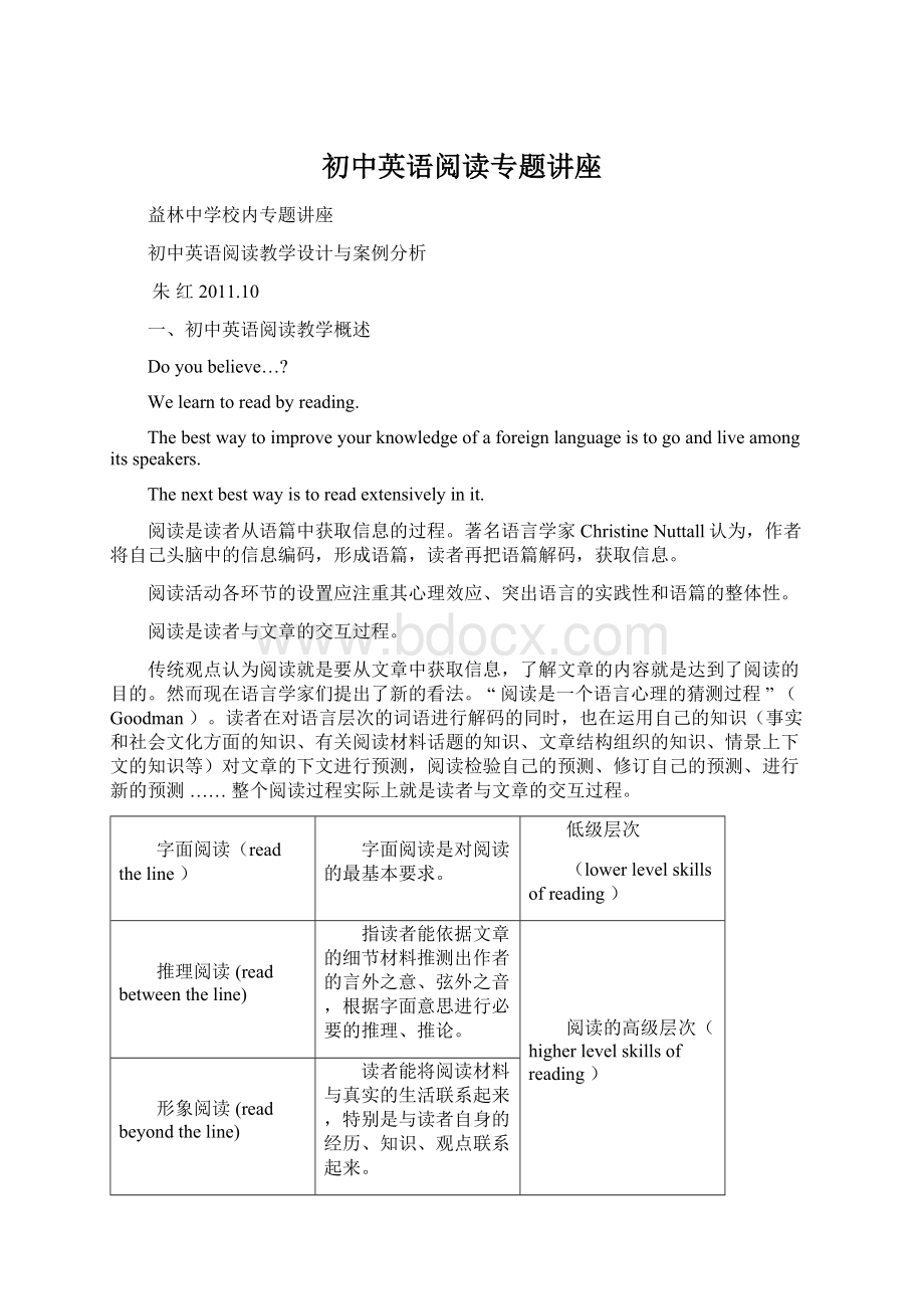 初中英语阅读专题讲座文档格式.docx_第1页