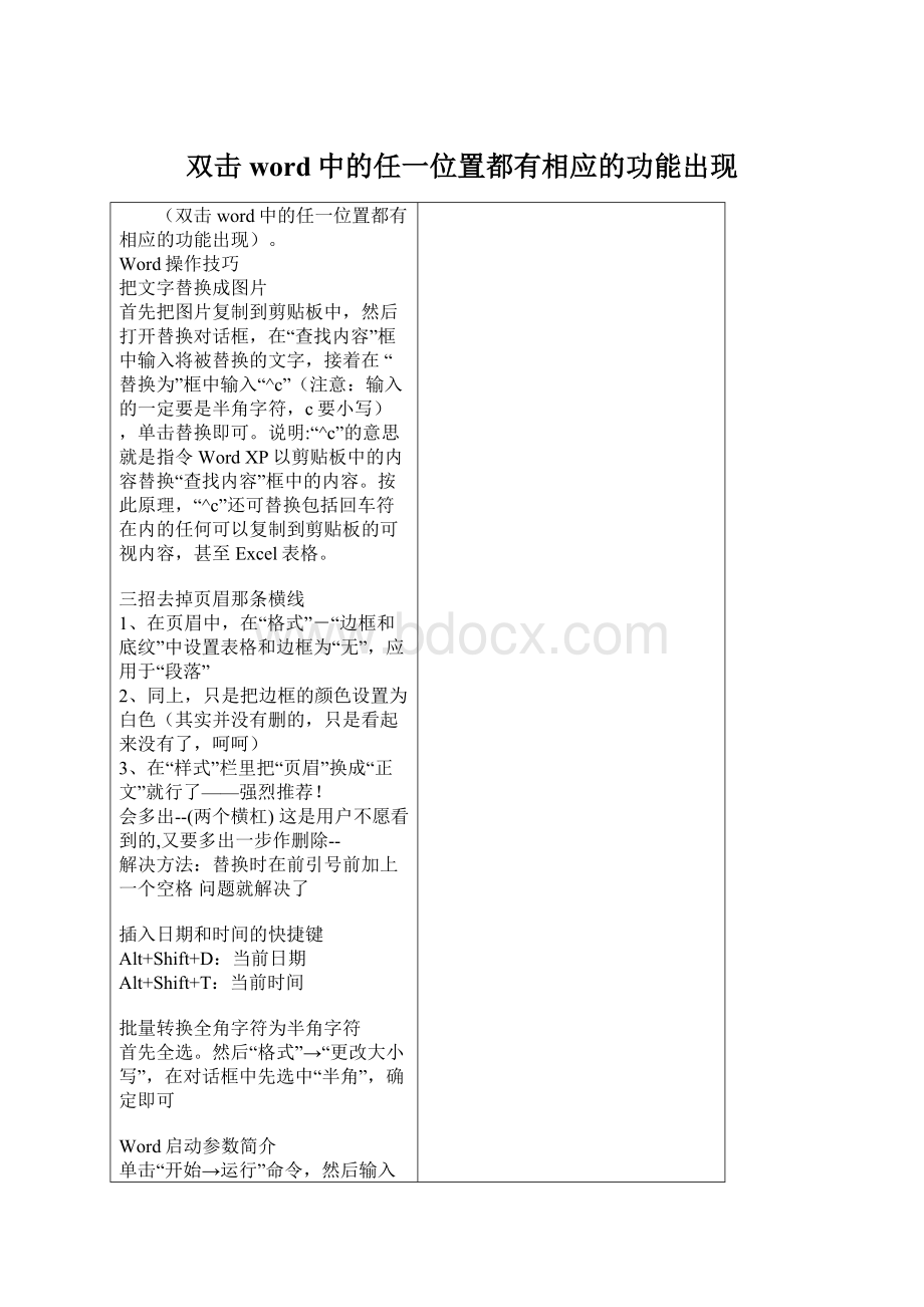 双击word中的任一位置都有相应的功能出现.docx_第1页