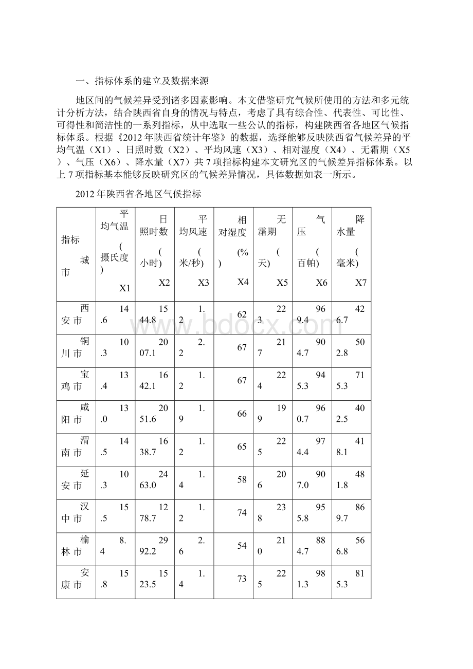 多元统计考试小论文 陕西省气候差异的聚类分析.docx_第2页