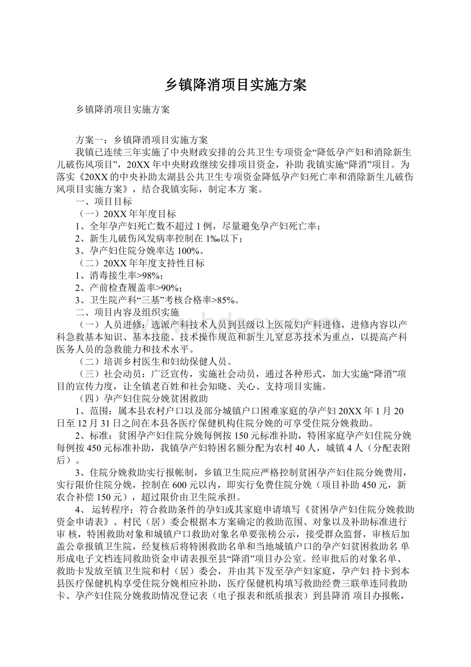 乡镇降消项目实施方案Word格式文档下载.docx