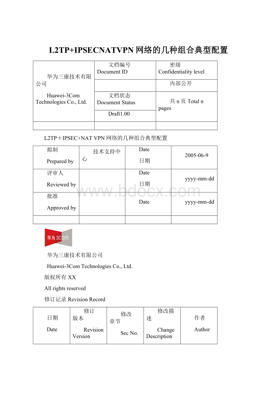 L2TP+IPSECNATVPN网络的几种组合典型配置.docx