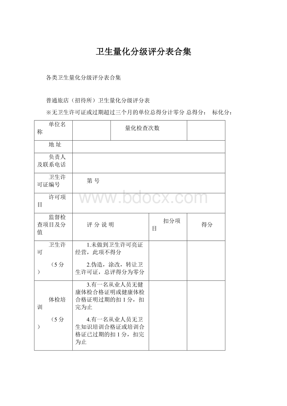 卫生量化分级评分表合集.docx