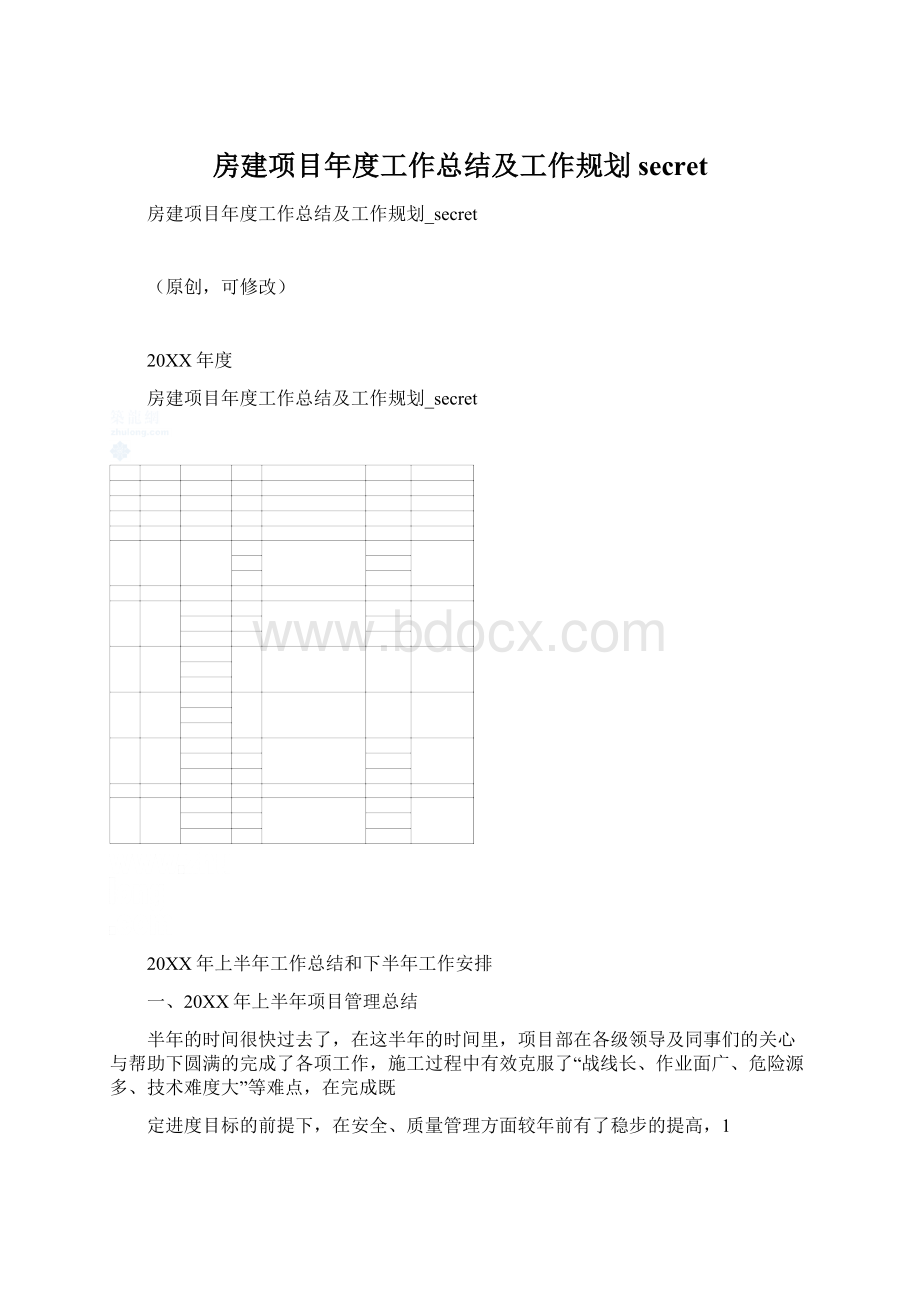 房建项目年度工作总结及工作规划secret.docx_第1页