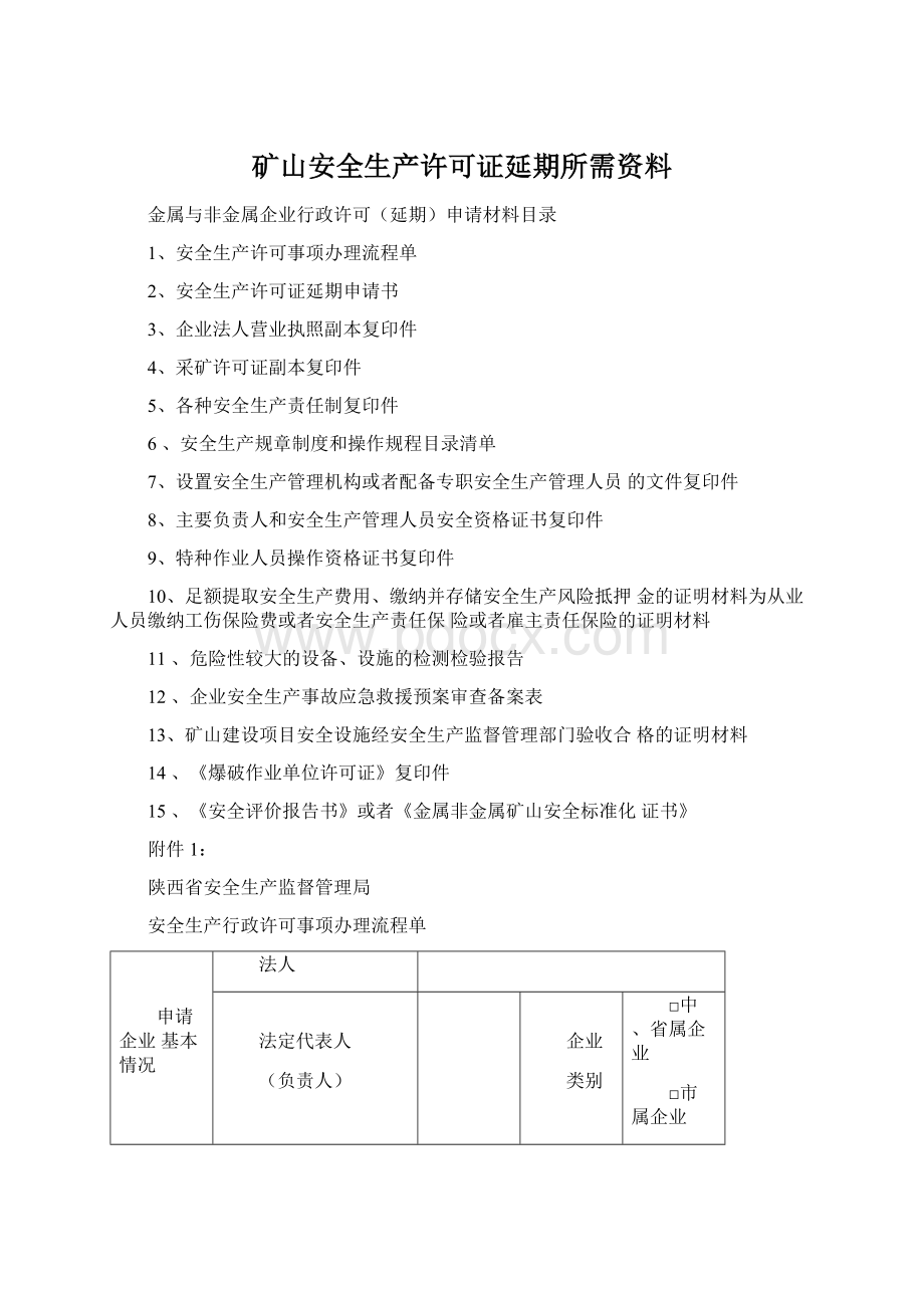 矿山安全生产许可证延期所需资料.docx_第1页