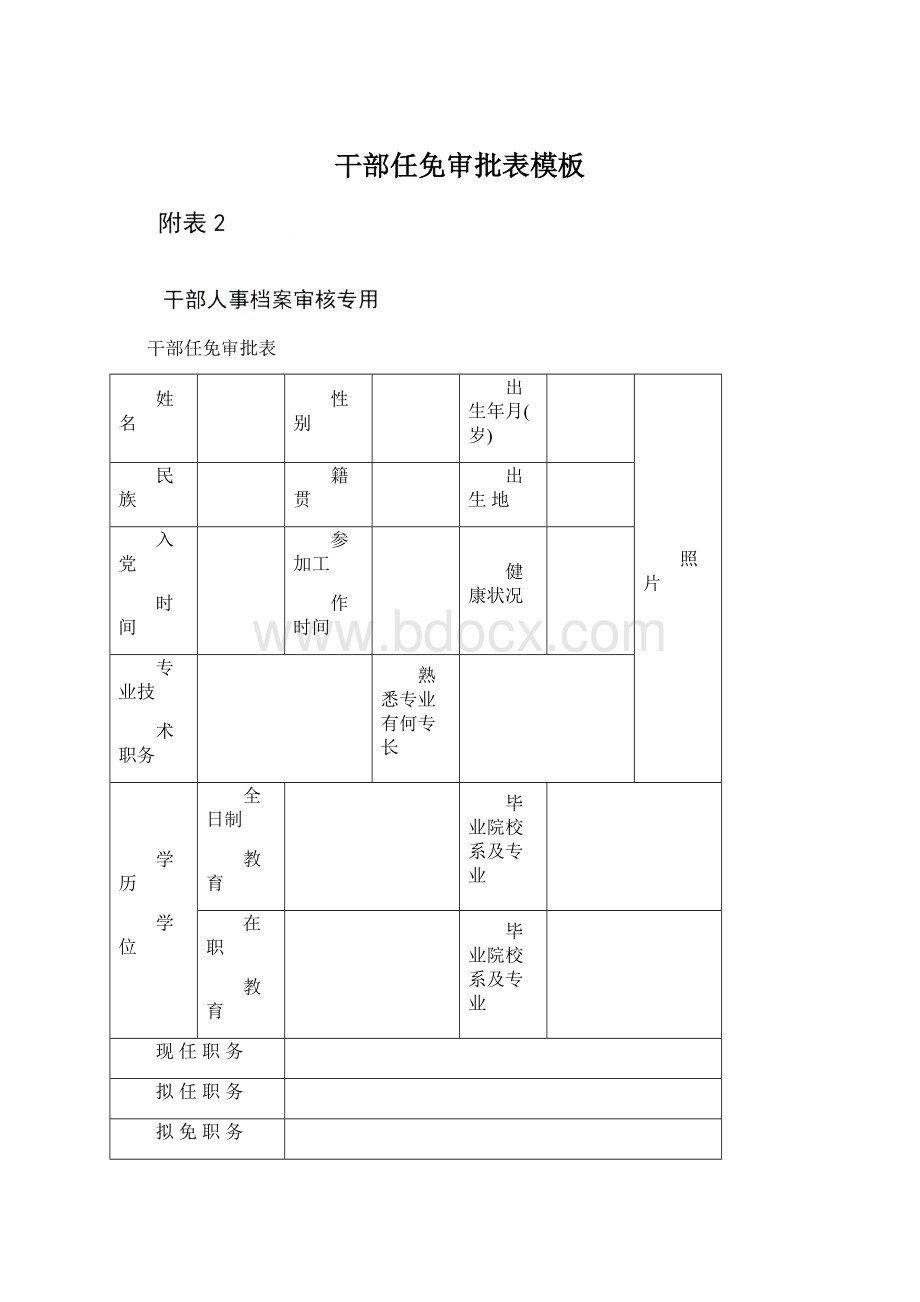 干部任免审批表模板.docx