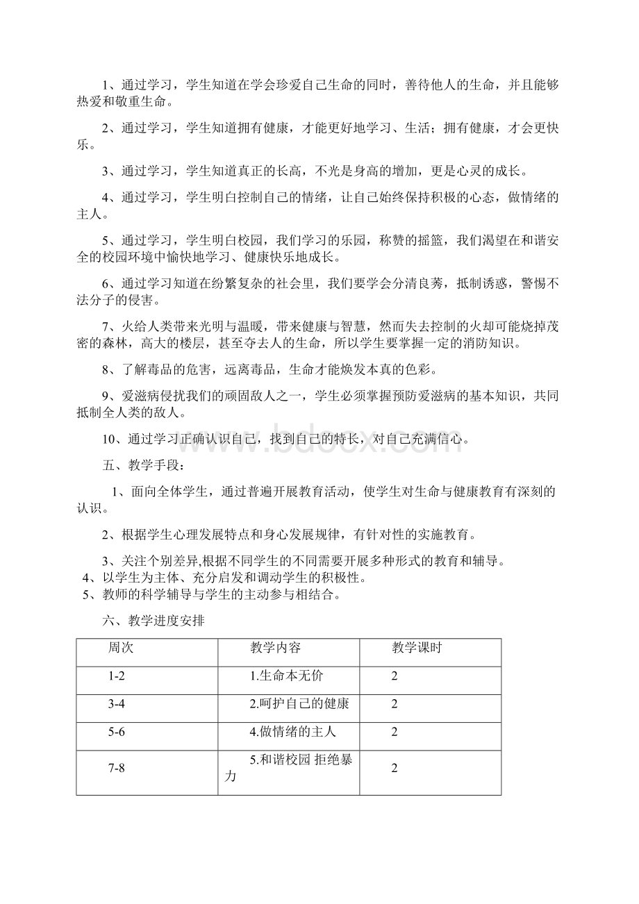 小学六年级上学期生命与健康教案含教学计划已完全编辑好便于双面分单元打印Word格式.docx_第2页