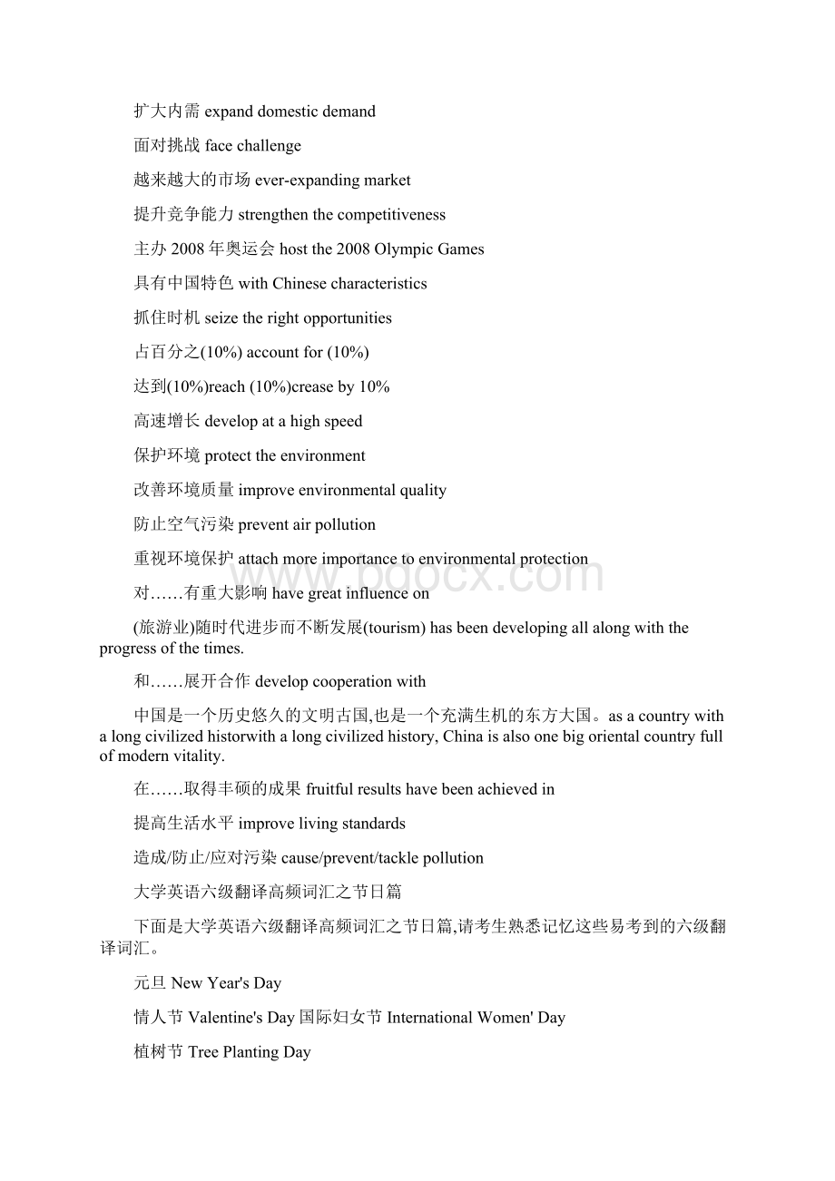 英语六级翻译题主要词汇Word文档格式.docx_第3页