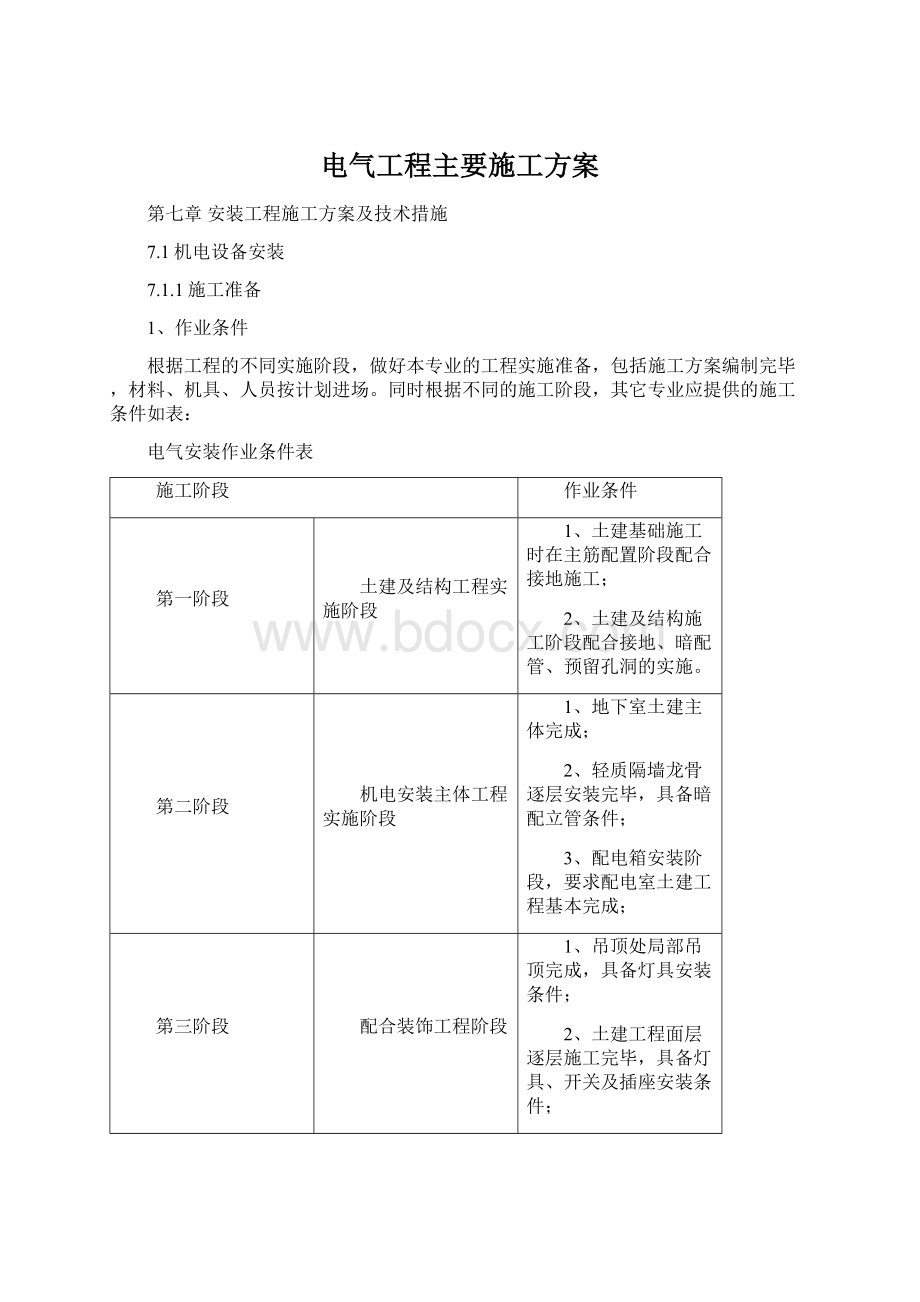 电气工程主要施工方案.docx_第1页