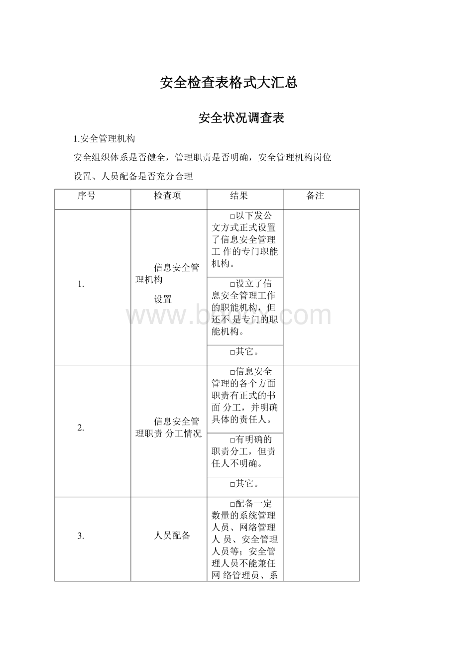 安全检查表格式大汇总.docx