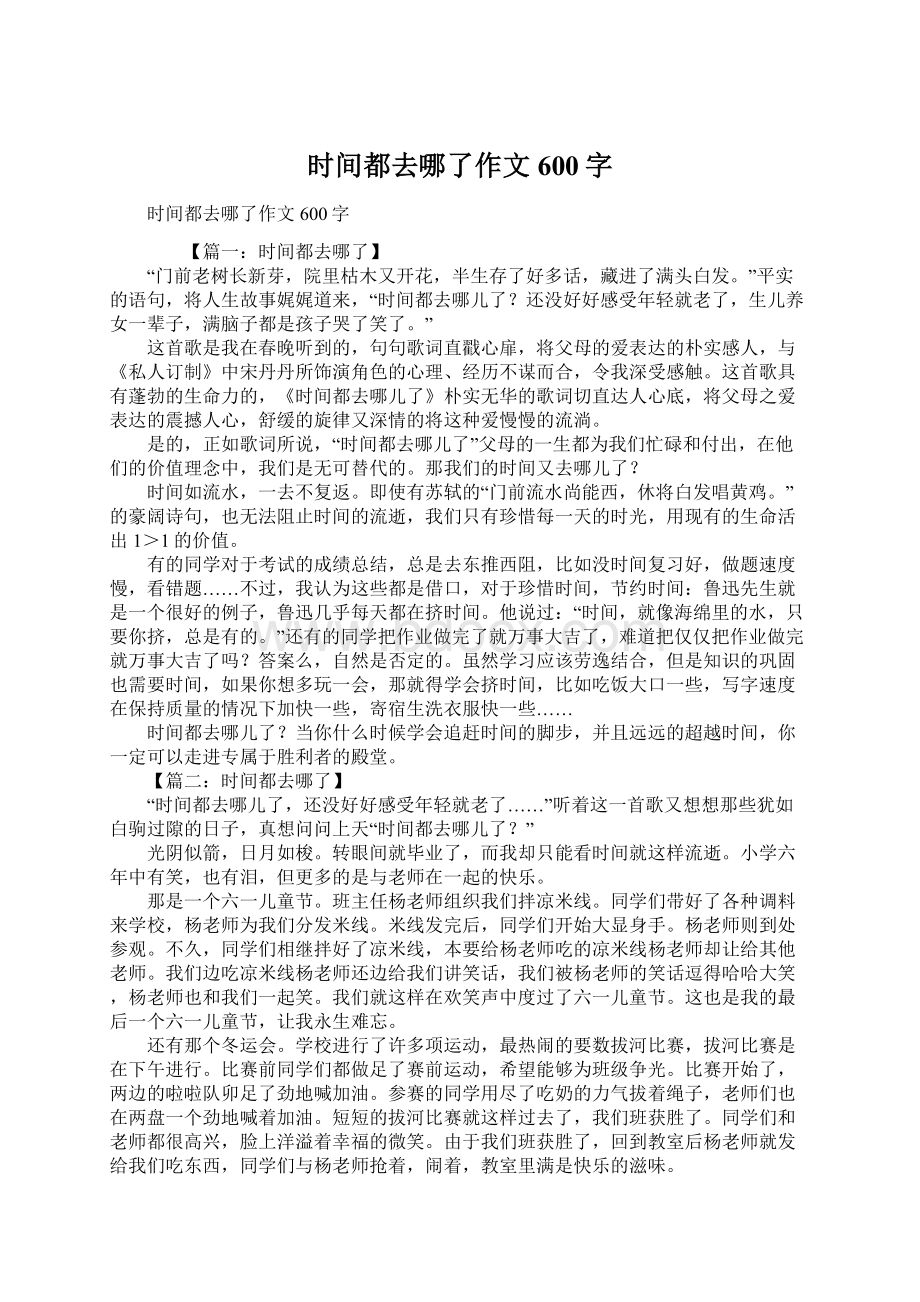 时间都去哪了作文600字Word文档格式.docx