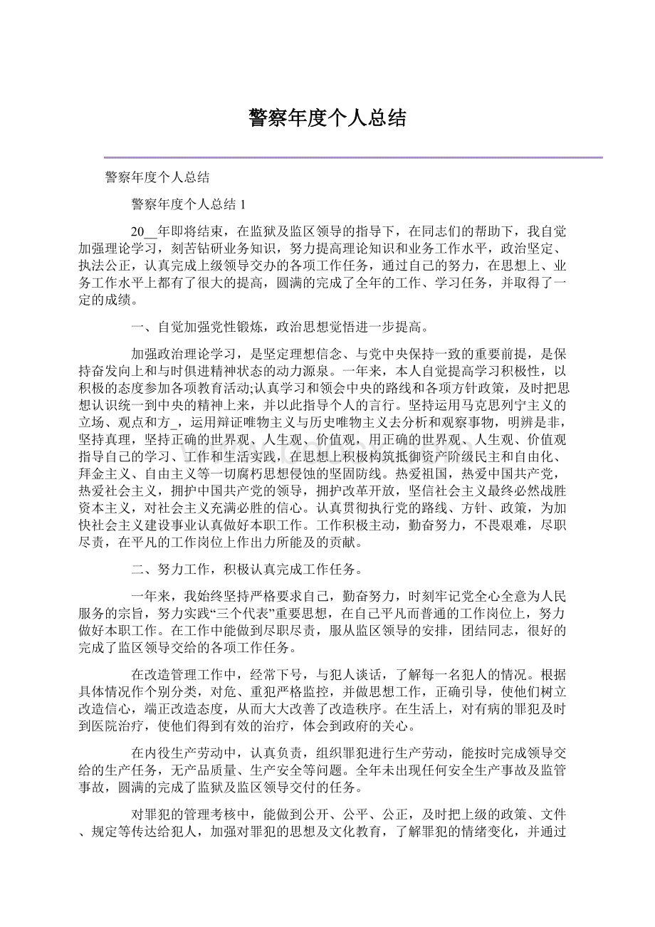 警察年度个人总结Word文档格式.docx_第1页