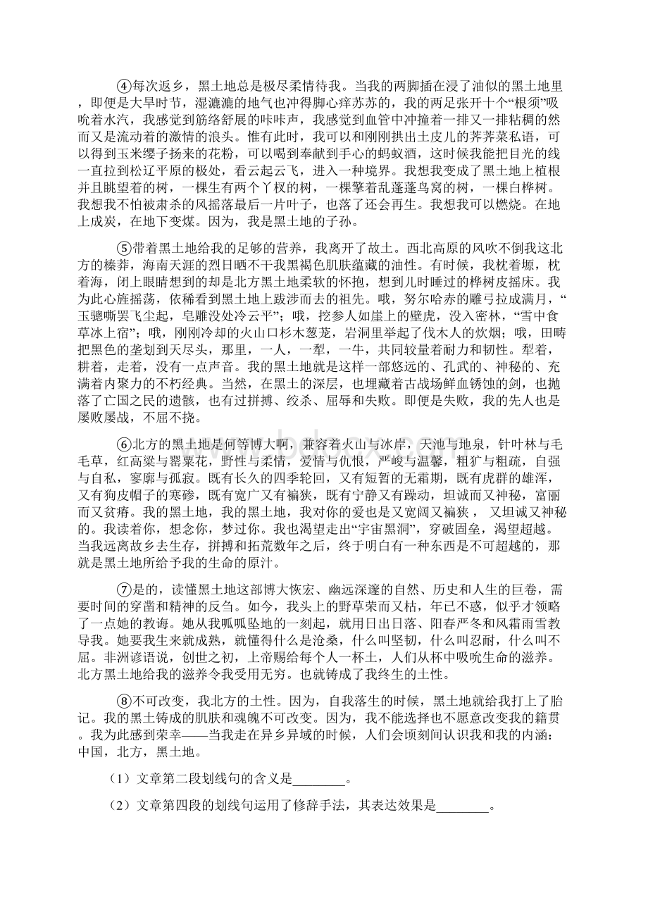 中考语文文学类文本阅读专题训练题及答案.docx_第3页