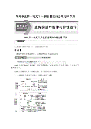 届高中生物一轮复习人教版 基因的分离定律 学案Word格式.docx