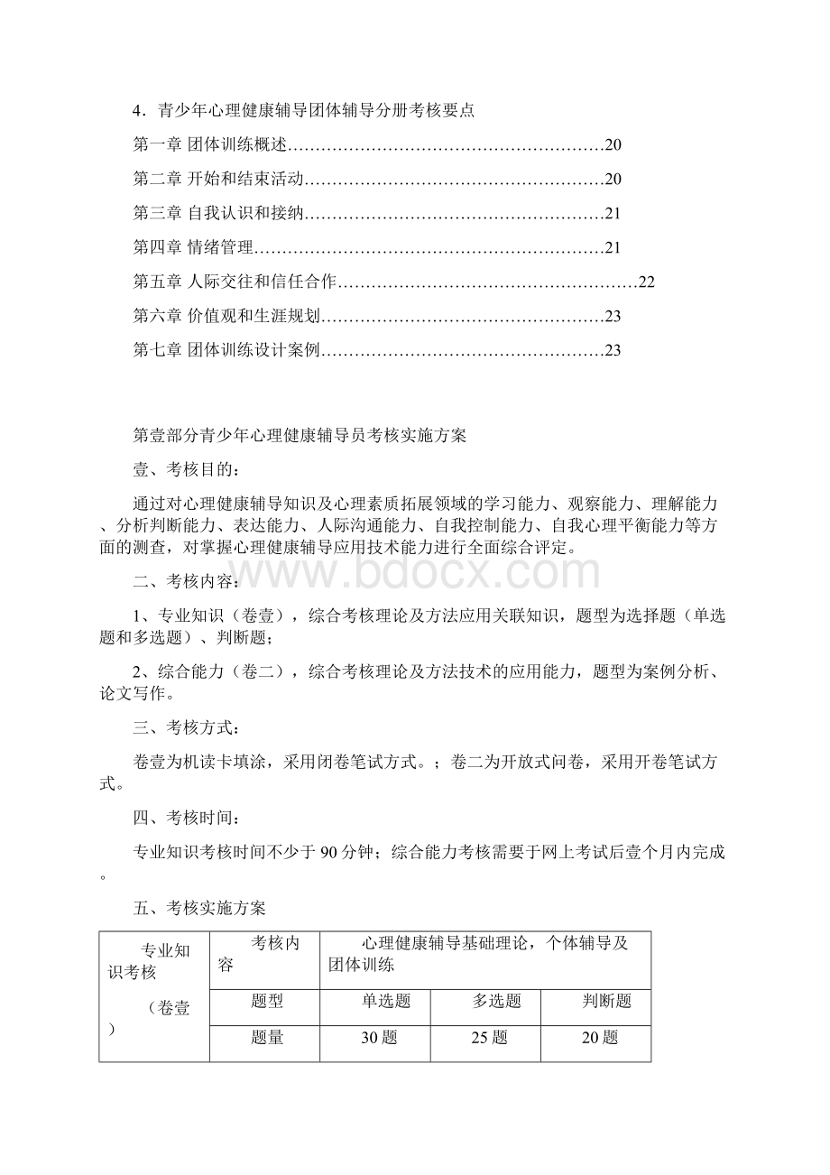 绩效考核心理健康辅导员远程培训考核指导大纲中级Word格式文档下载.docx_第2页