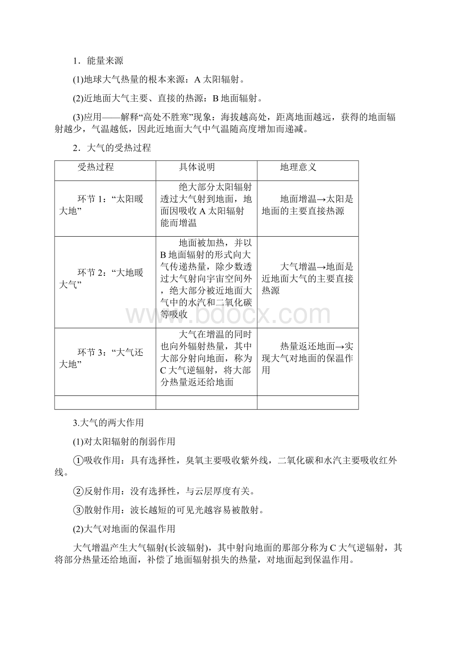 版高考地理复习第2章地球上的大气第1讲冷热不均引起大气运动教学案新人教版Word格式.docx_第2页