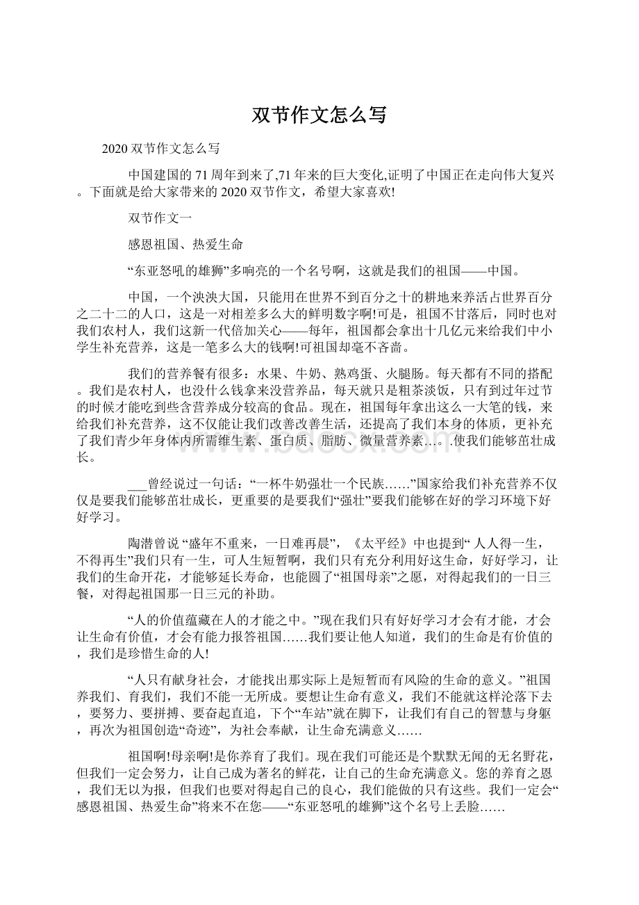 双节作文怎么写Word文档下载推荐.docx