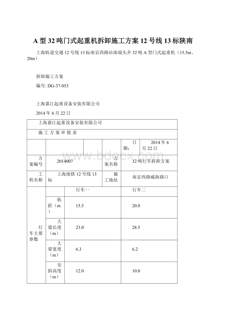 A型32吨门式起重机拆卸施工方案12号线13标陕南Word格式文档下载.docx