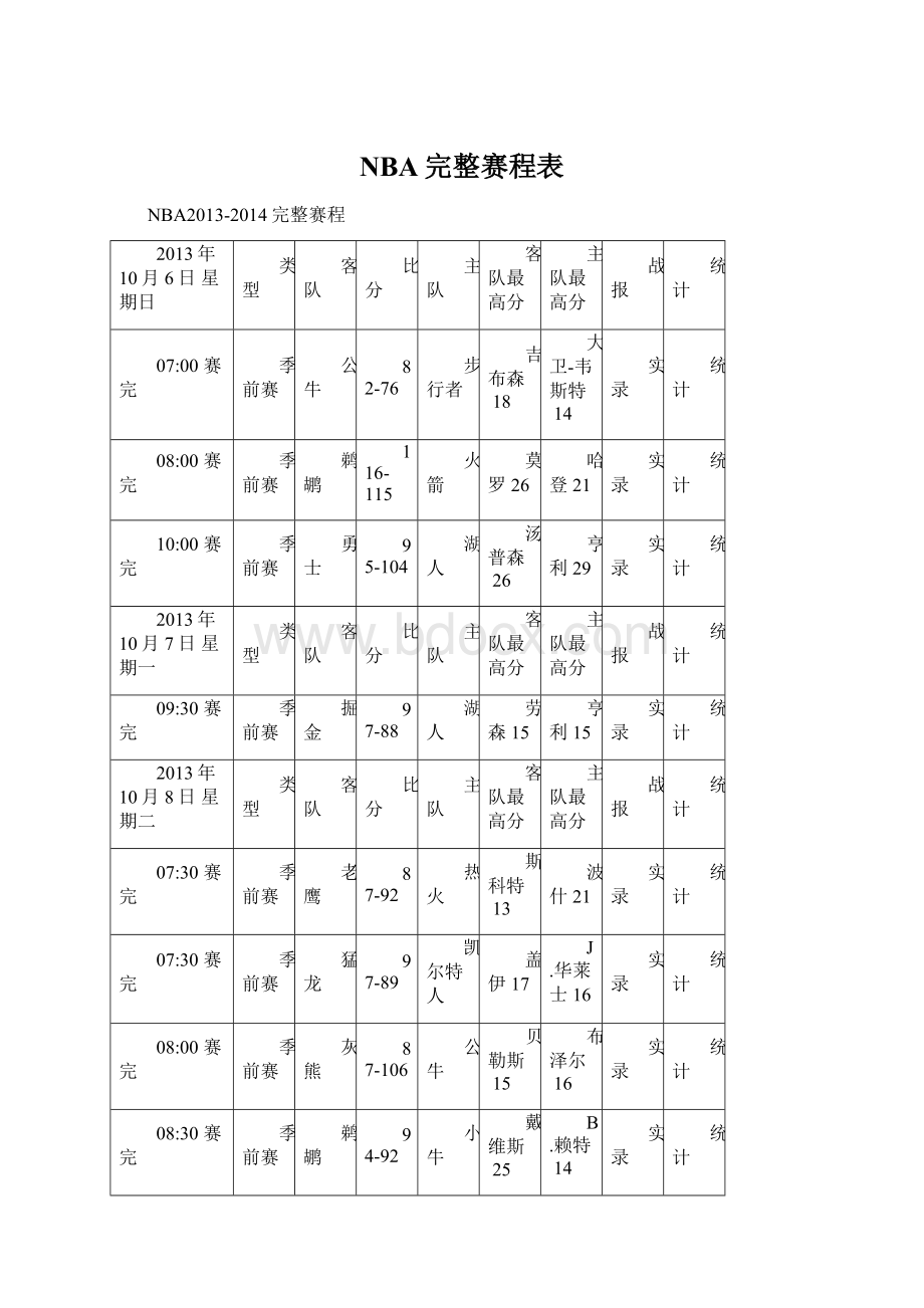 NBA完整赛程表.docx_第1页