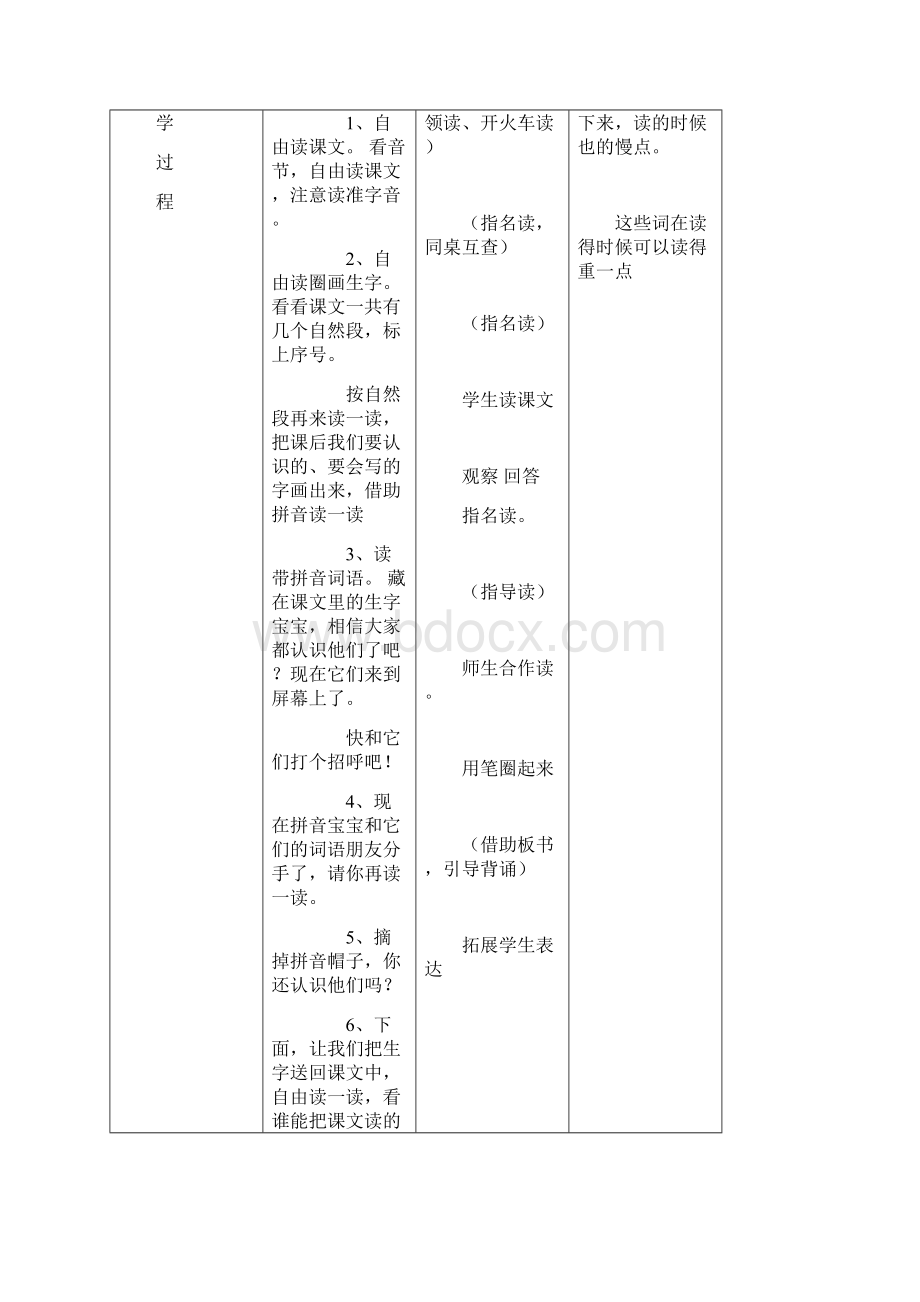 北师大版小学语文第3册110单元表格式教案.docx_第2页