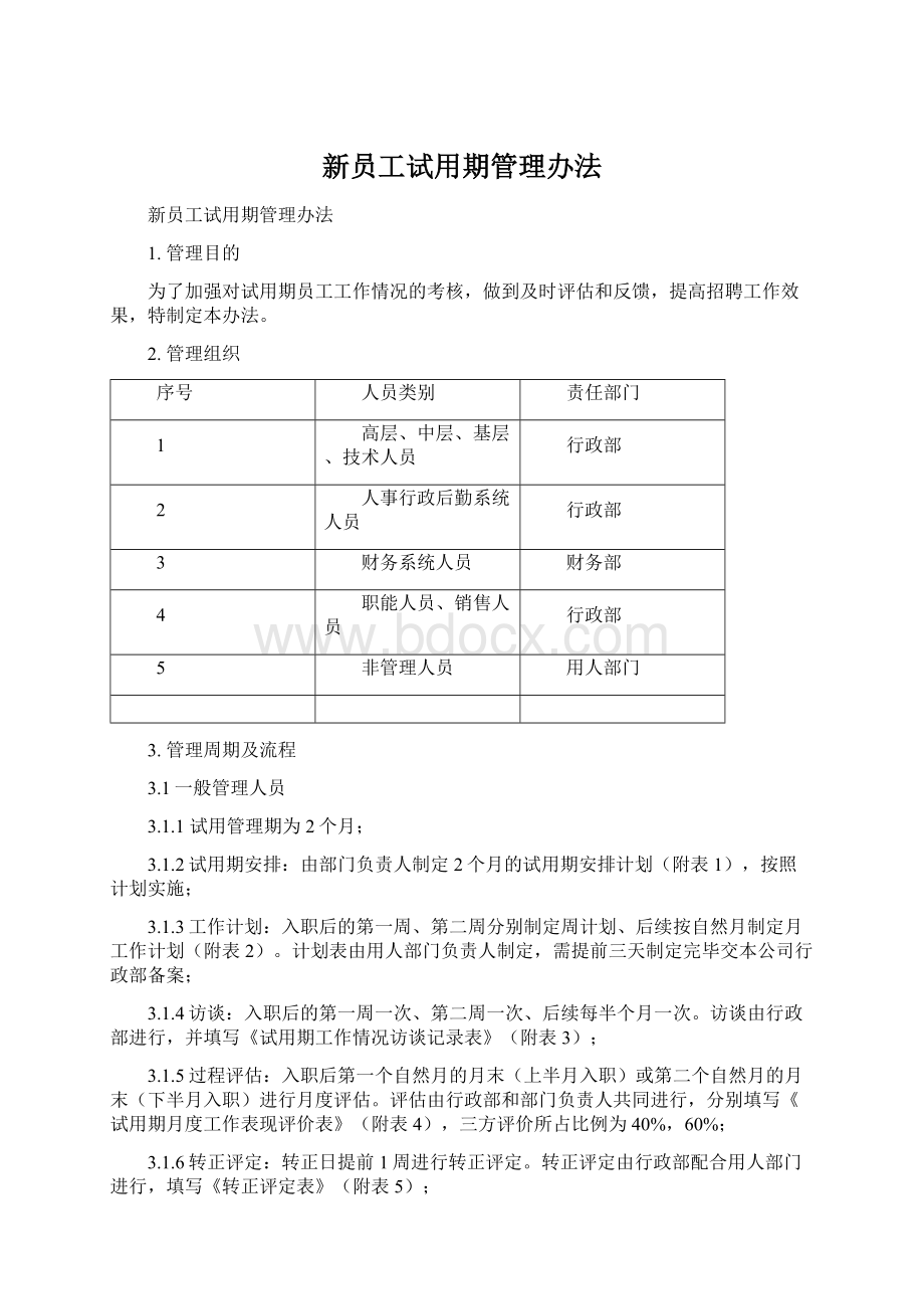 新员工试用期管理办法Word文档下载推荐.docx