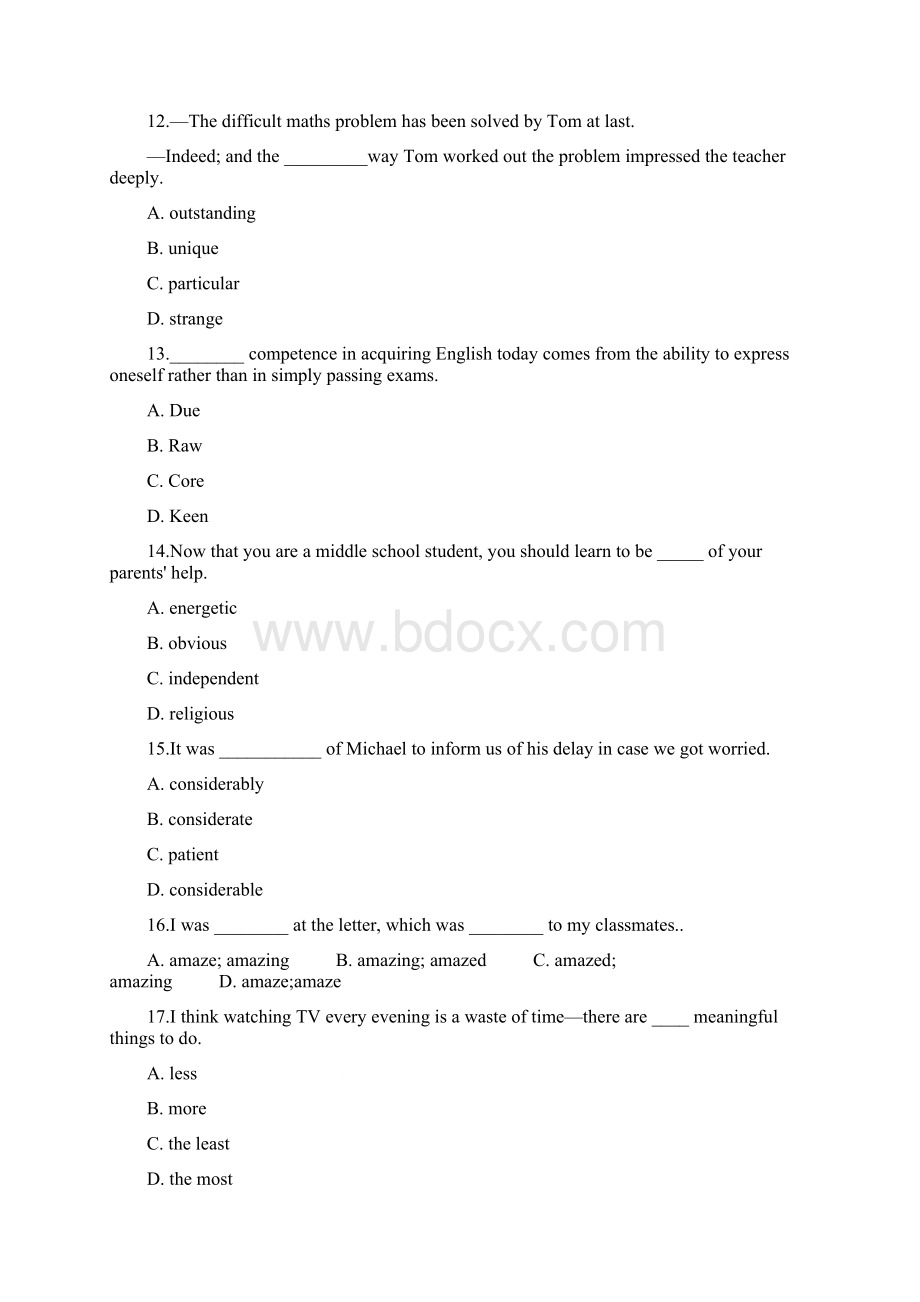 高中英词词法专题形容词暑假练习习题一含答案.docx_第3页