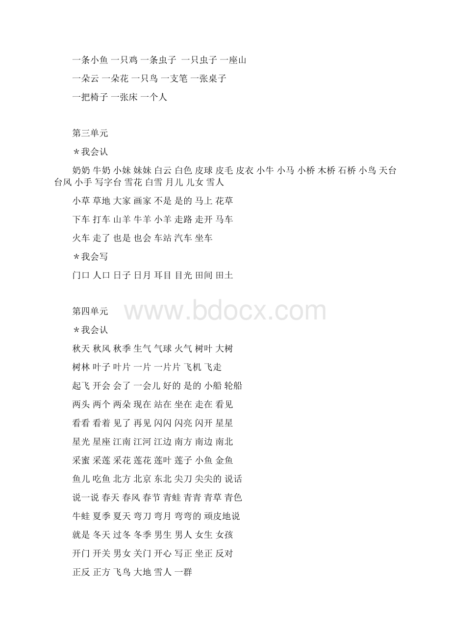 小学一年级上册语文部编人教版语文生字复习资料Word文件下载.docx_第2页