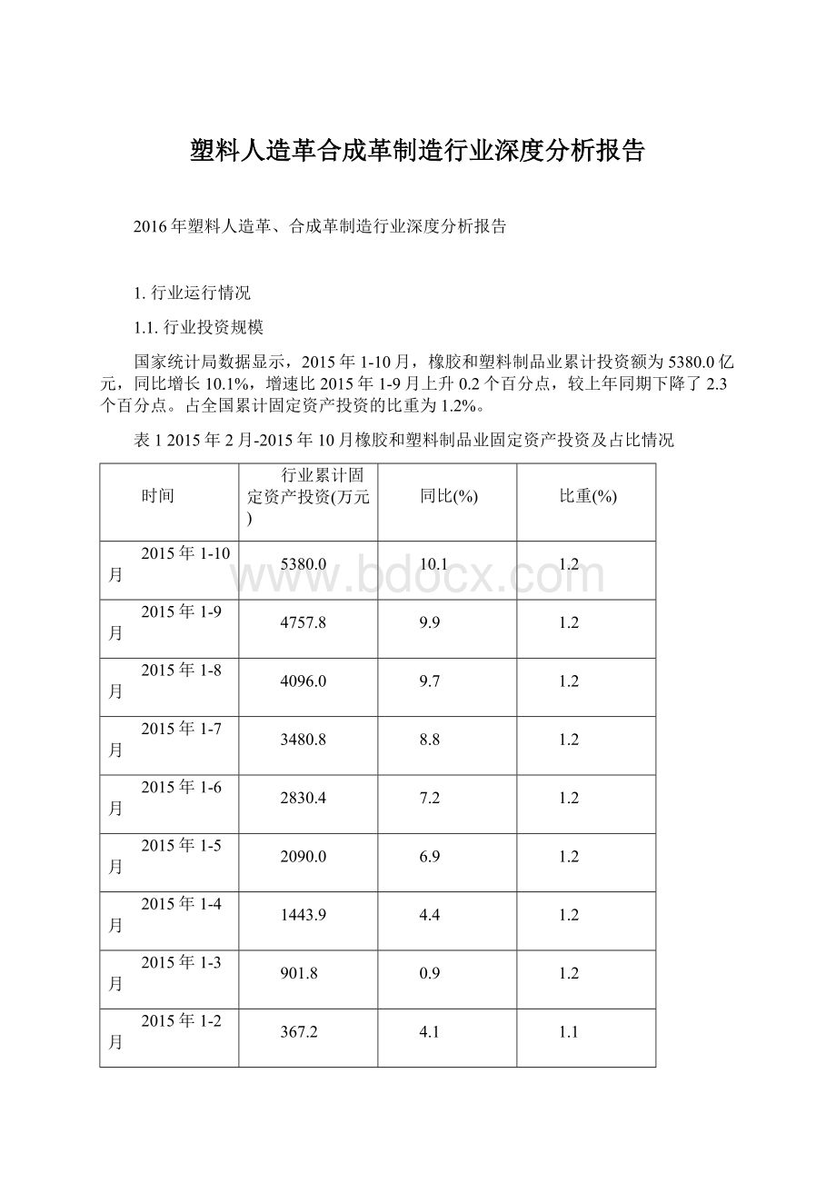 塑料人造革合成革制造行业深度分析报告.docx_第1页