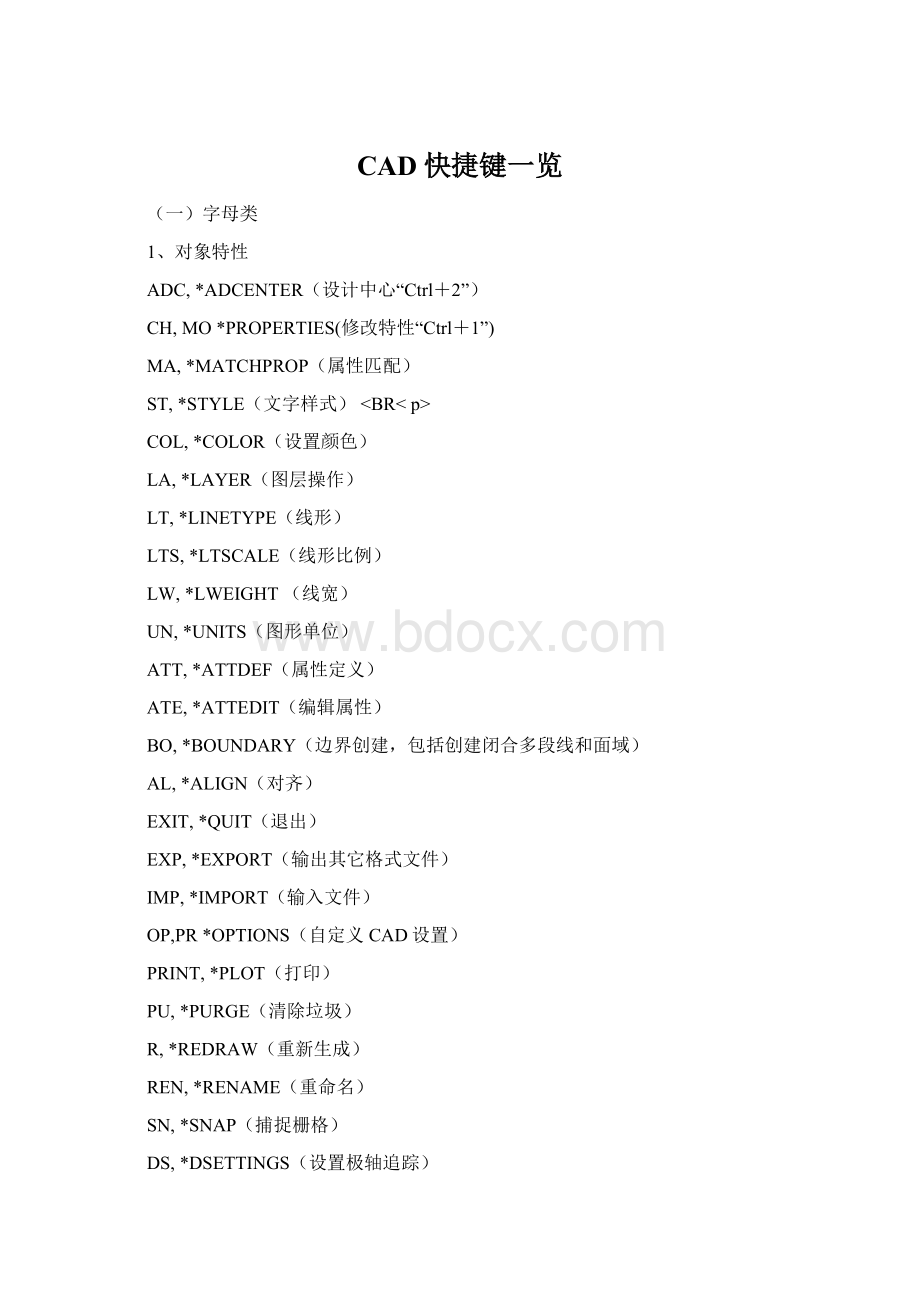 CAD快捷键一览Word格式文档下载.docx