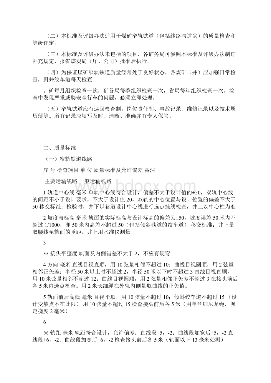 煤矿窄轨铁道维修质量标准及检查评级办法.docx_第3页