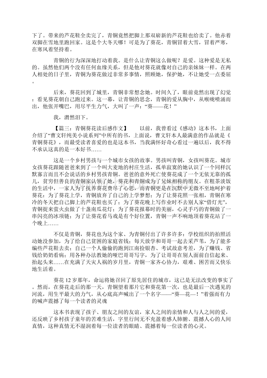 青铜葵花读后感中学作文Word格式.docx_第2页