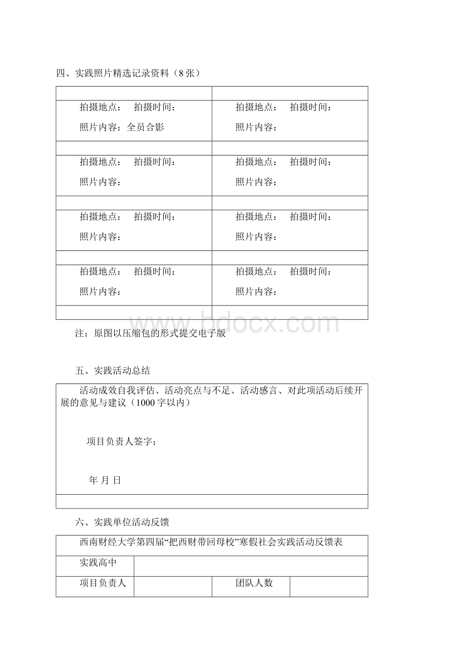 西南财经大学第四届把西财带回母校寒假社会实践项目结项报告书模板Word格式.docx_第3页