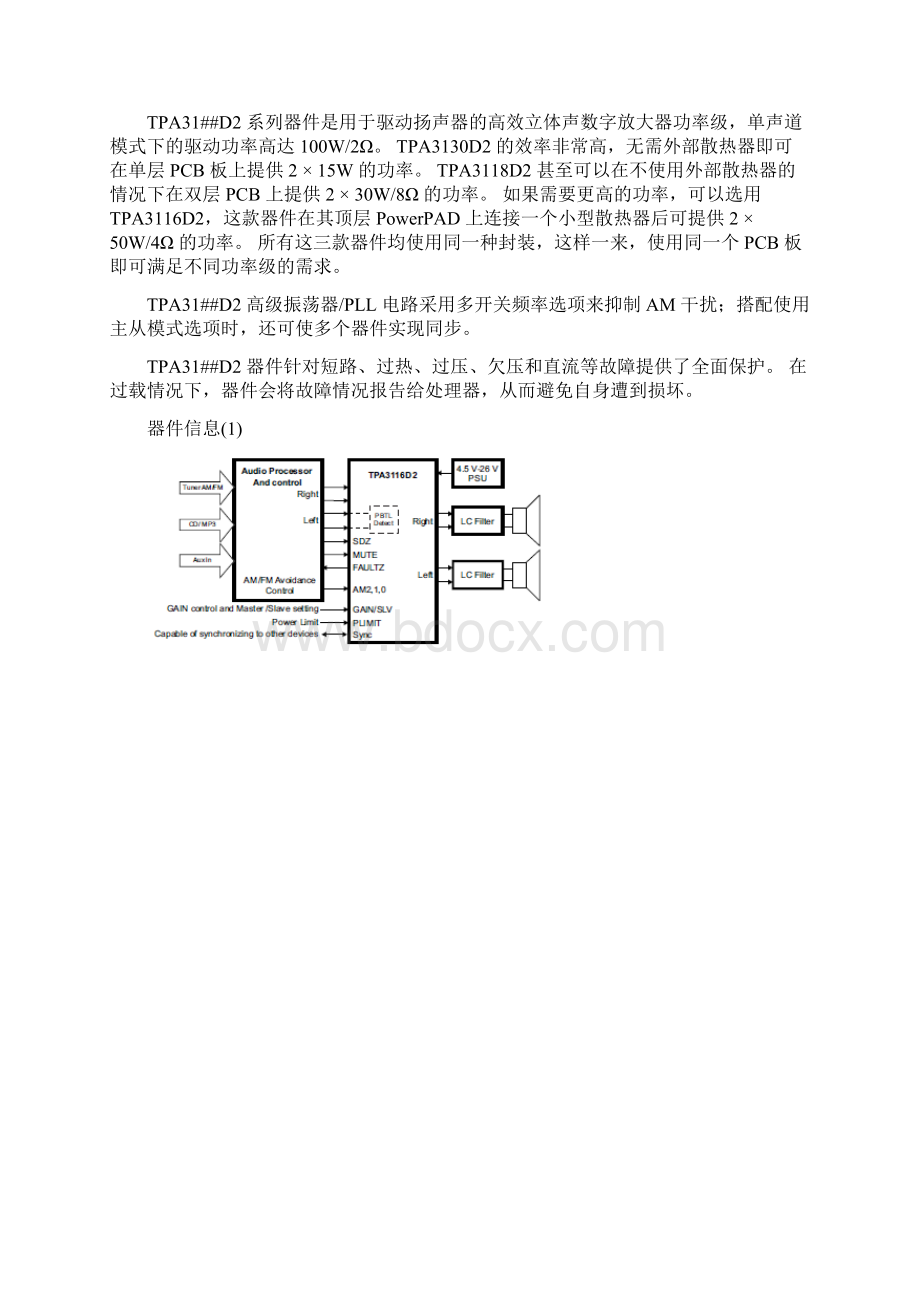 TPA3116D2中文数据表.docx_第2页