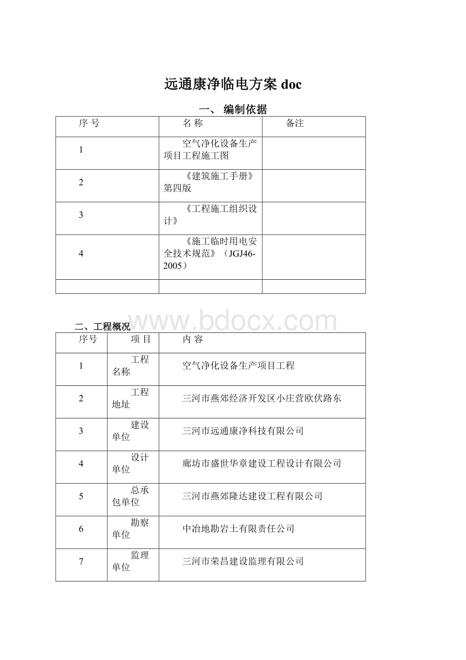 远通康净临电方案docWord文件下载.docx